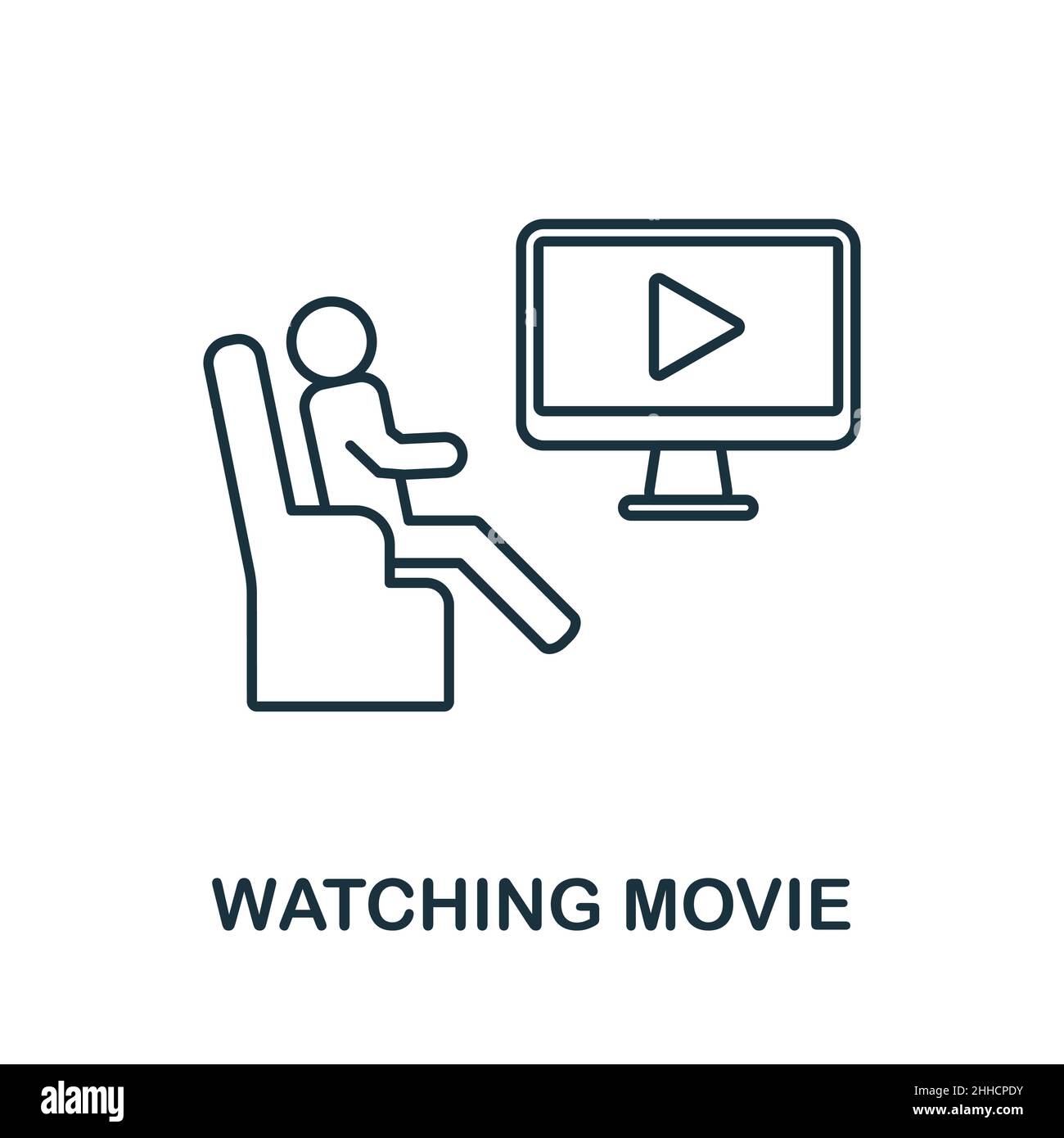 Watching Movie icon. Line element from home rest collection. Linear Watching Movie icon sign for web design, infographics and more. Stock Vector