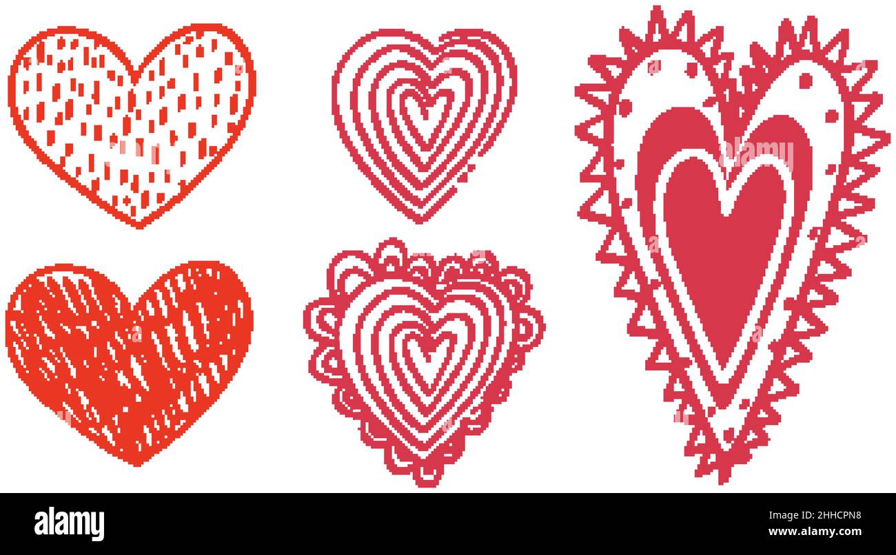 Set of different hand drawn hearts illustration Stock Vector Image ...