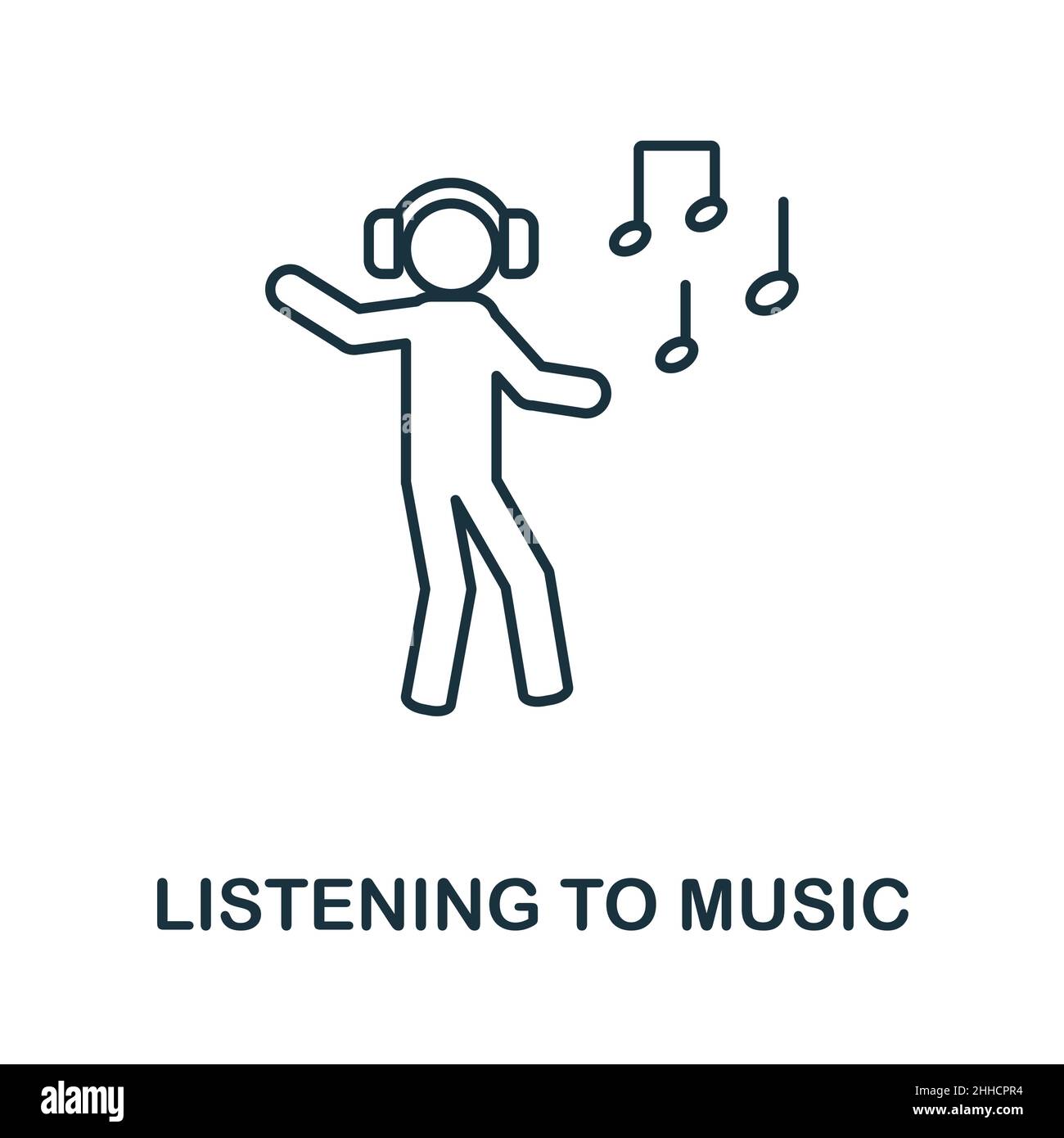 Listening To Music icon. Line element from home rest collection. Linear ...