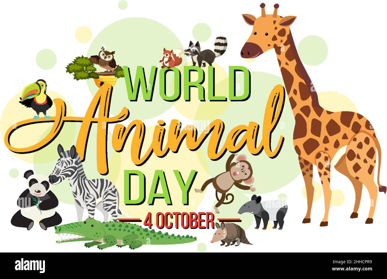 World Animal Day banner with wild animals illustration Stock Vector ...