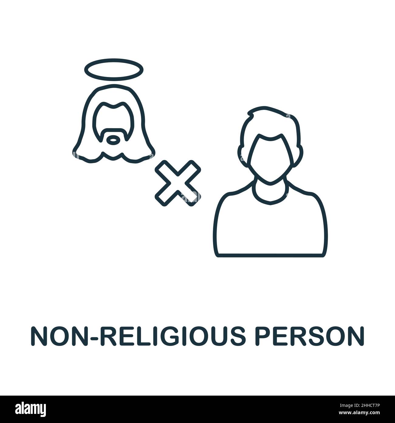 Non-Religious Person icon. Line element from human rights collection. Linear Non-Religious Person icon sign for web design, infographics and more. Stock Vector