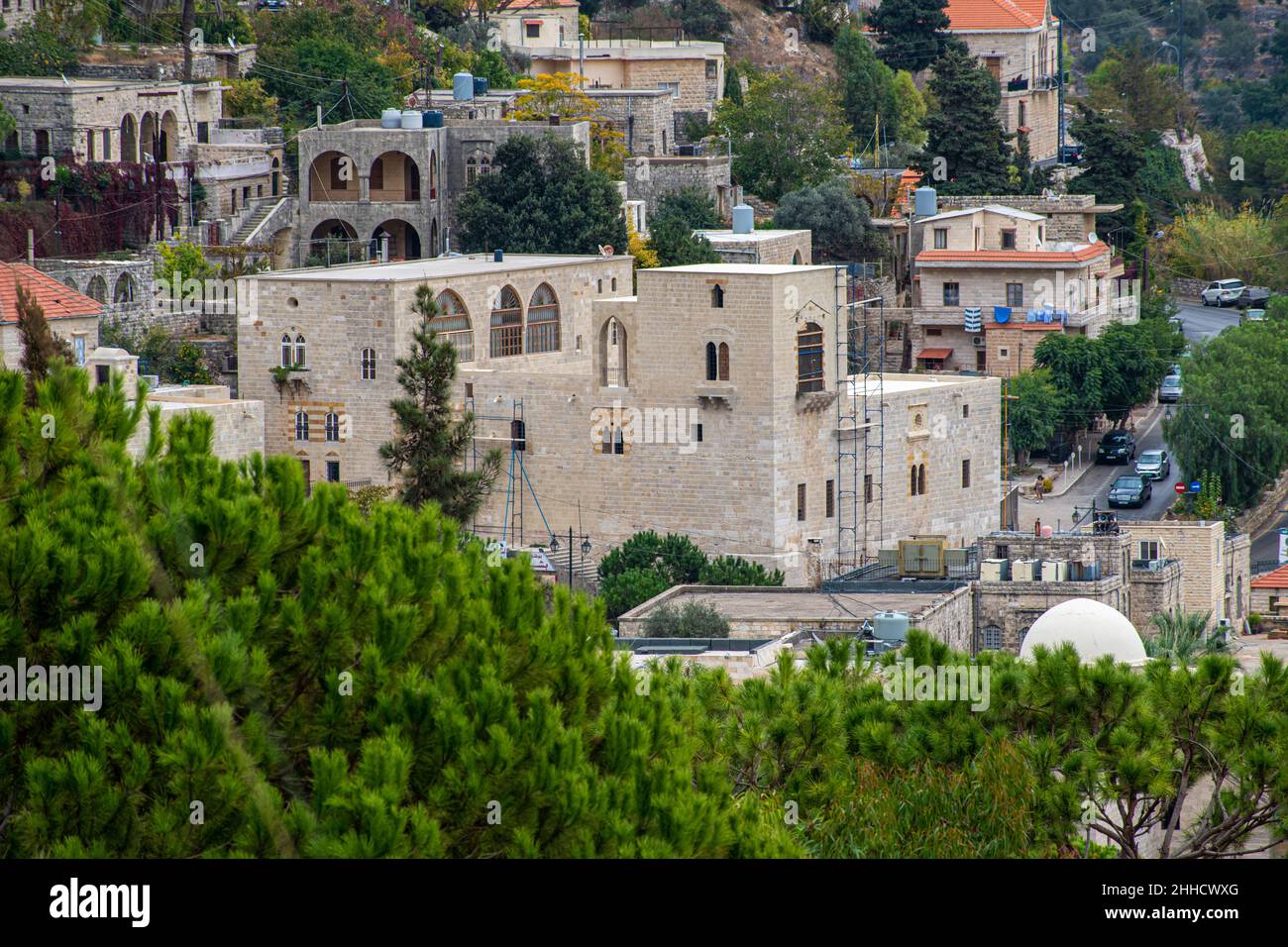 Deir El Qamar village beautiful green landscape and old architecture in mount Lebanon Middle east Stock Photo