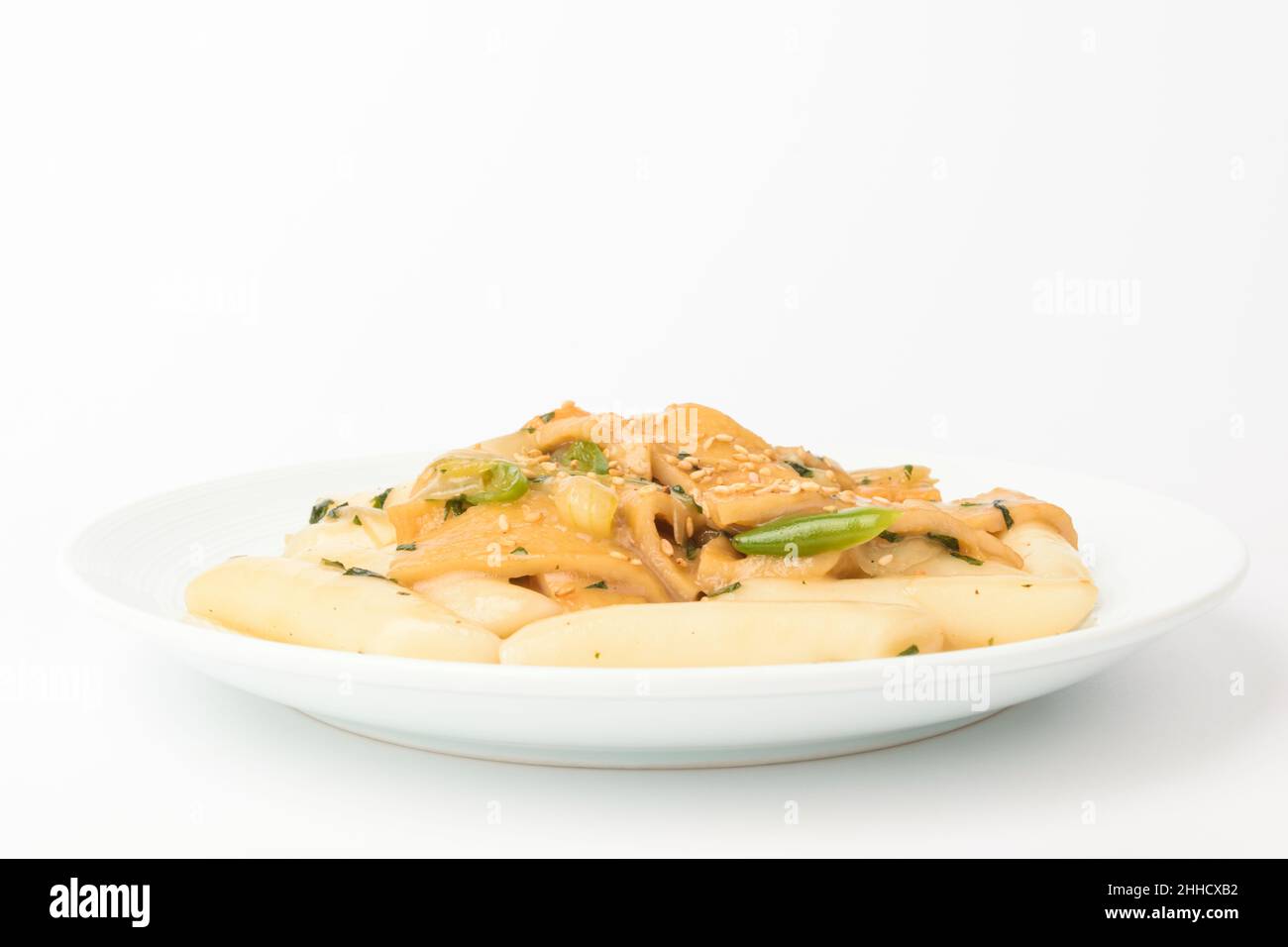 Soy Sauce Tteokbokki on White Background Stock Photo Alamy