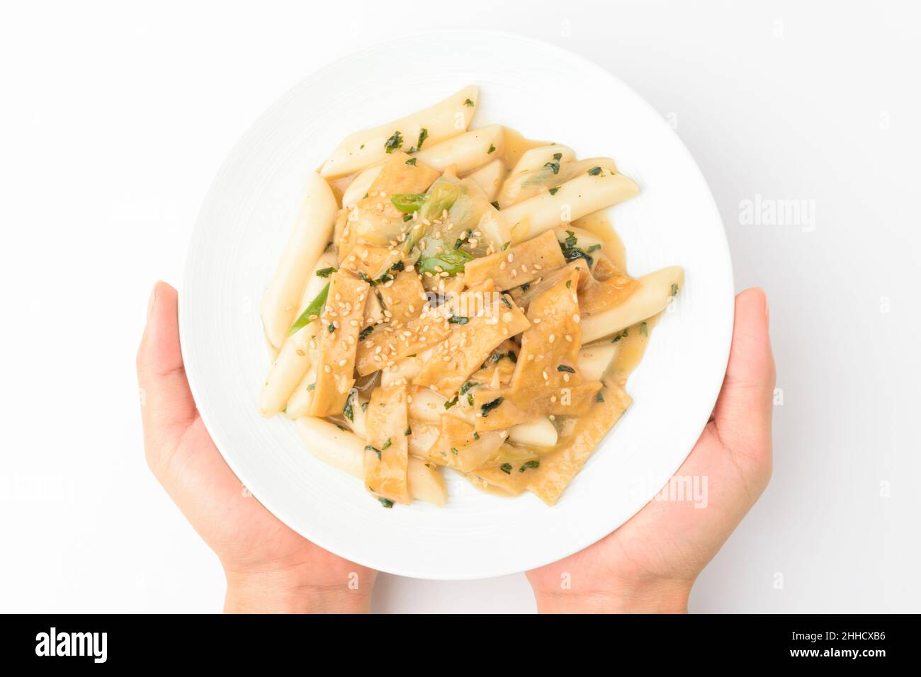 Soy Sauce Tteokbokki on White Background Stock Photo Alamy