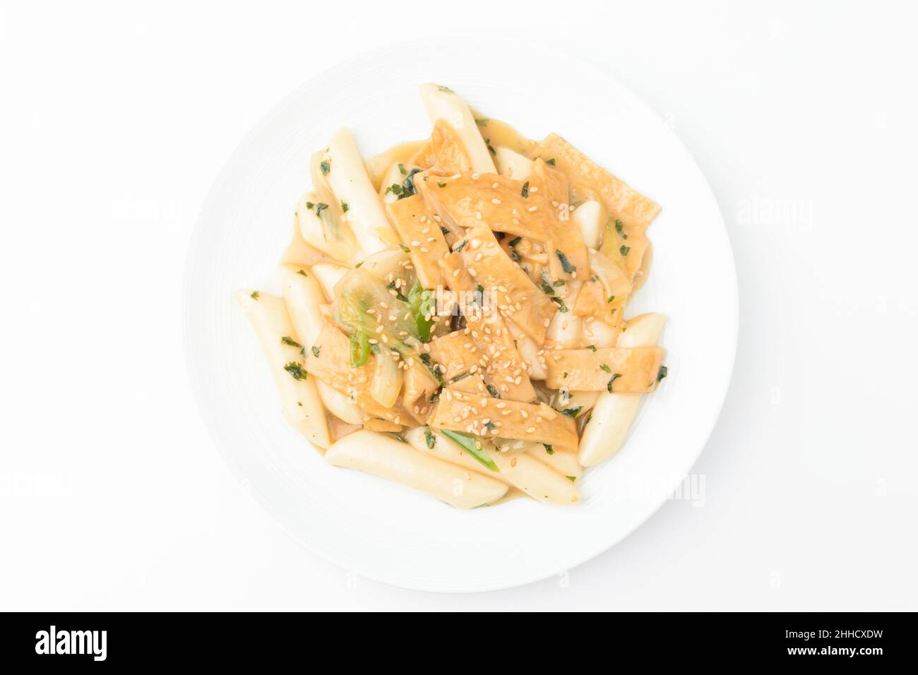 Soy Sauce Tteokbokki on White Background Stock Photo Alamy