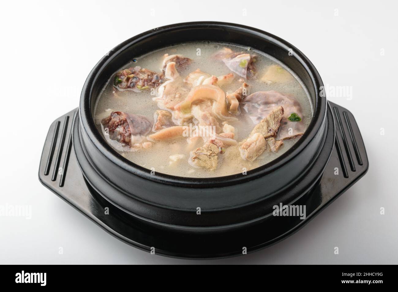 Pork intestines soup on white background Stock Photo Alamy