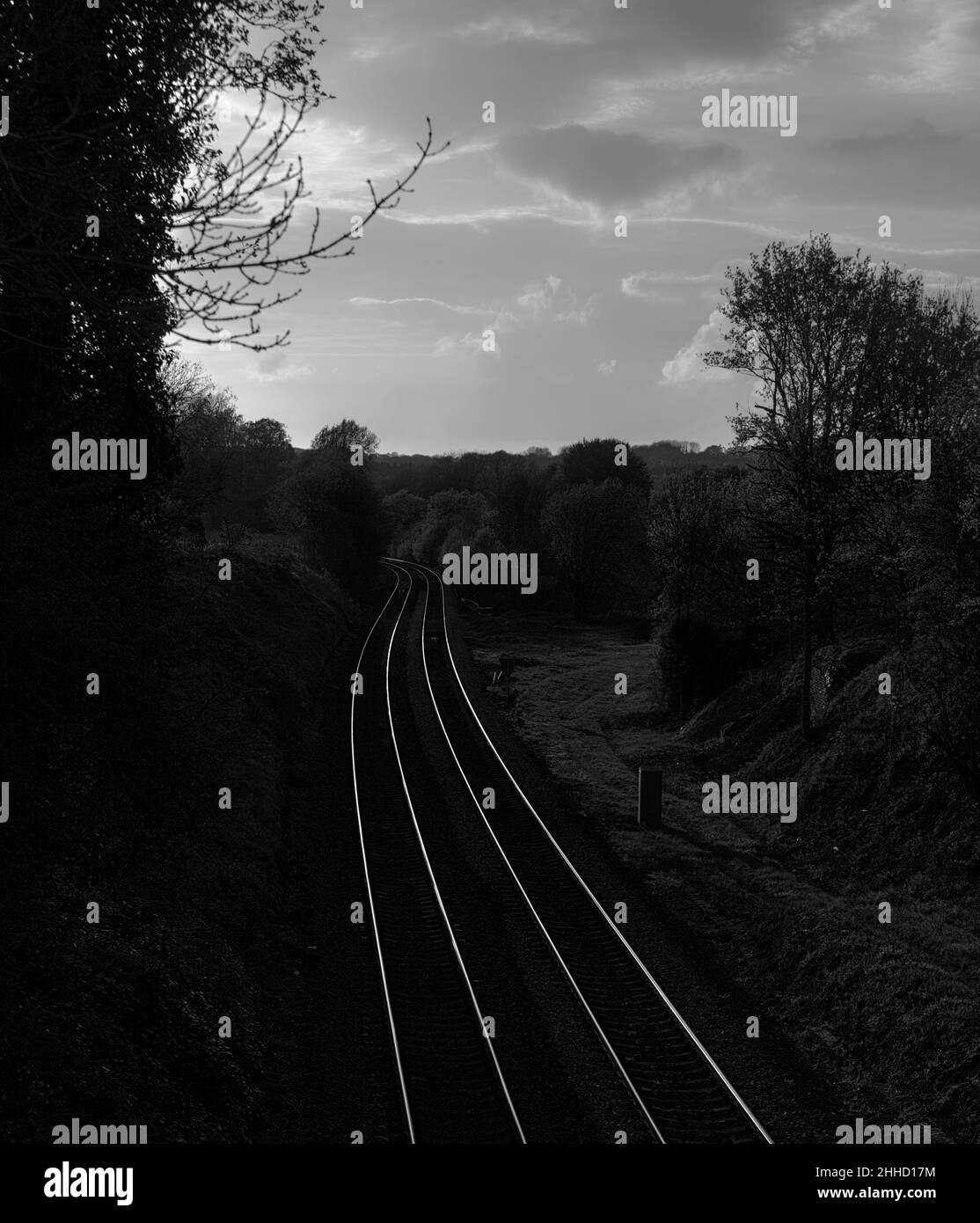 Curved railway line Black and White Stock Photos & Images Alamy