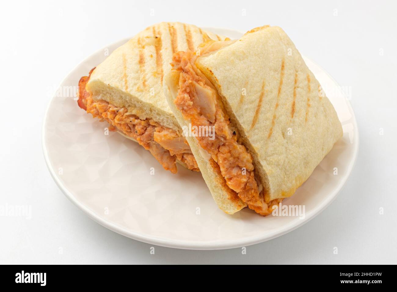 Sandwich with chicken. Bread with bacon. Bread with cheese Stock Photo