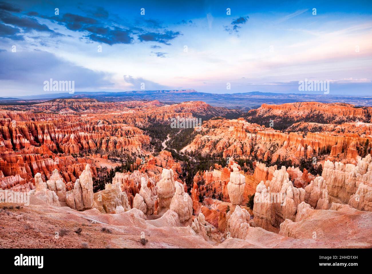 View from Bryce Point, Bryce Canyon National Park, Utah, USA, after sunset. Stock Photo