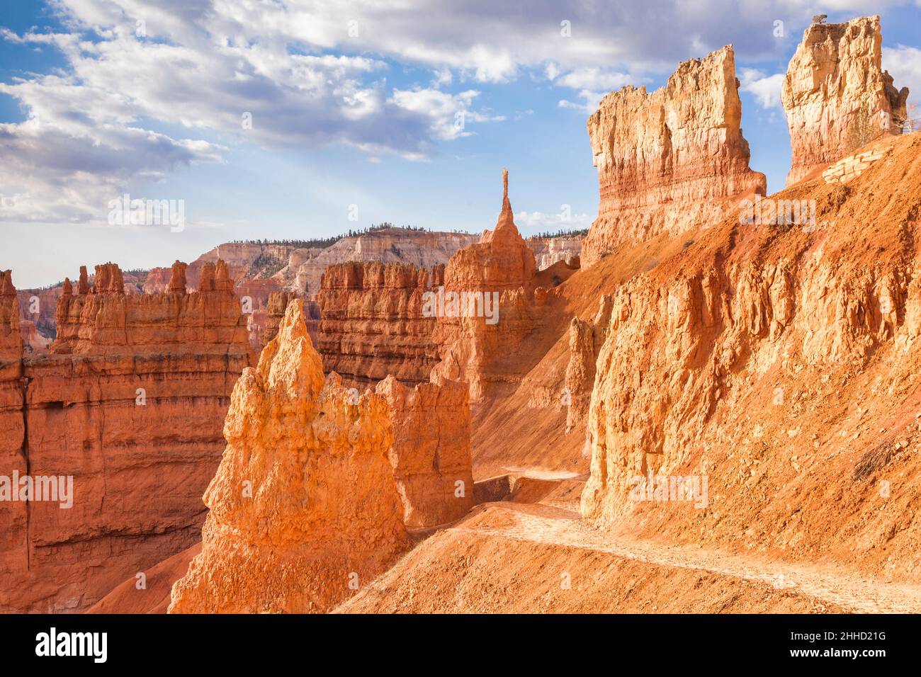 Walking trail in Bryce Canyon National Park, Utah, on a Spring morning. Stock Photo
