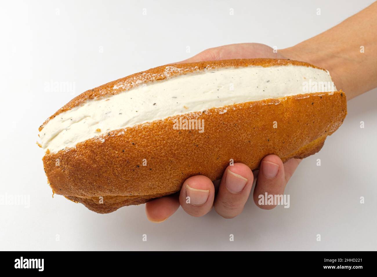 Cream bun on white background Stock Photo