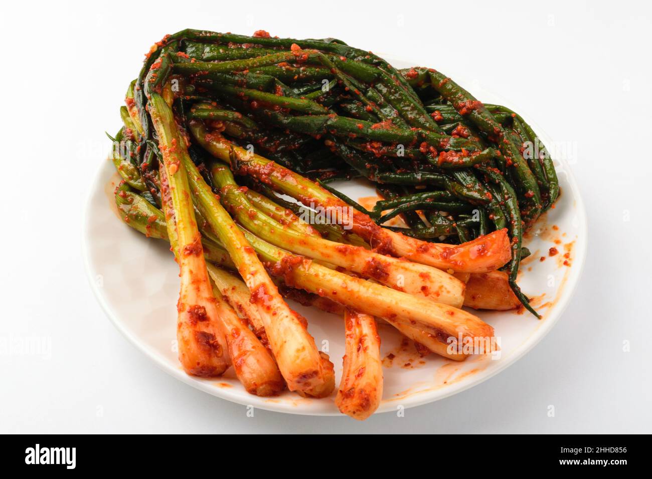 Green onion kimchi on white background Stock Photo Alamy