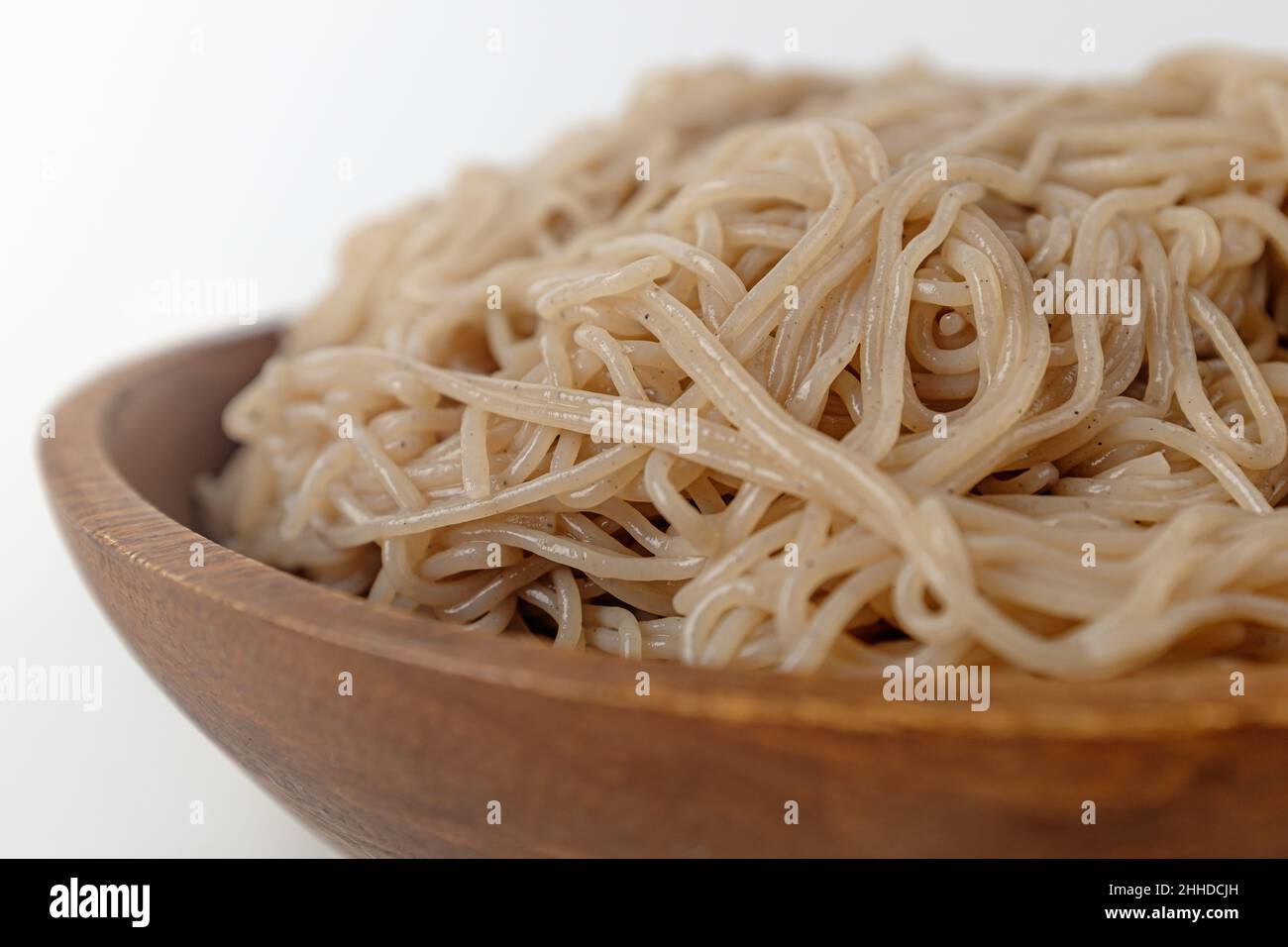 Buckwheat noodles. Elongated noodles. Food with buckwheat Stock Photo