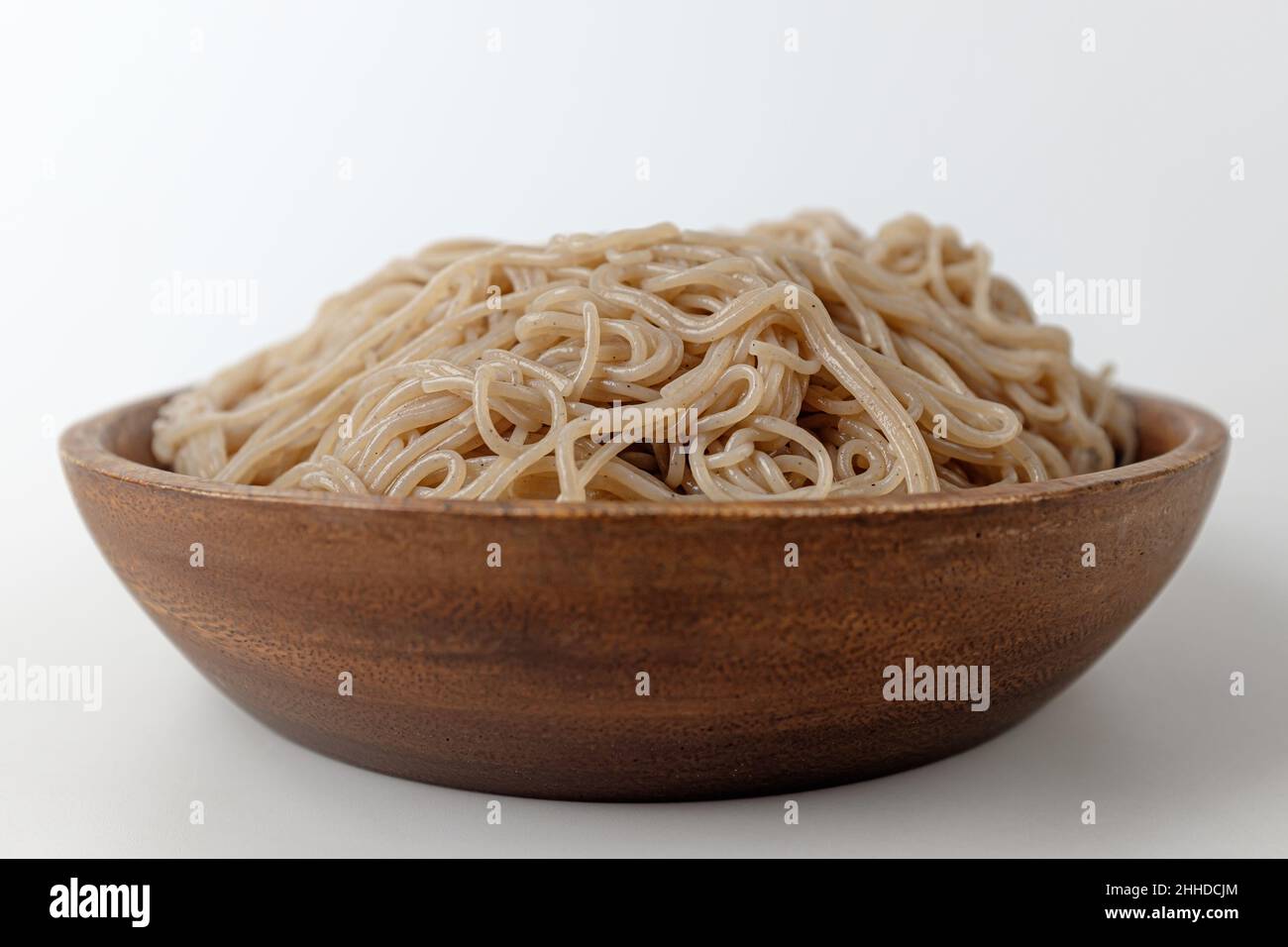 Buckwheat noodles. Elongated noodles. Food with buckwheat Stock Photo