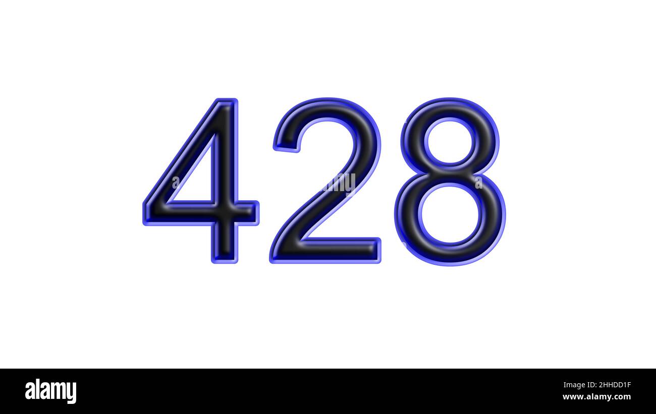 blue 428 number 3d effect white background Stock Photo
