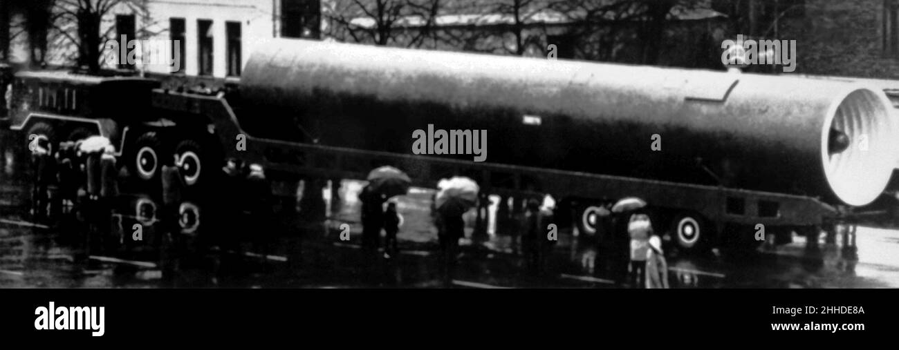 SS-11 ballistic missile in container on trailer Stock Photo - Alamy