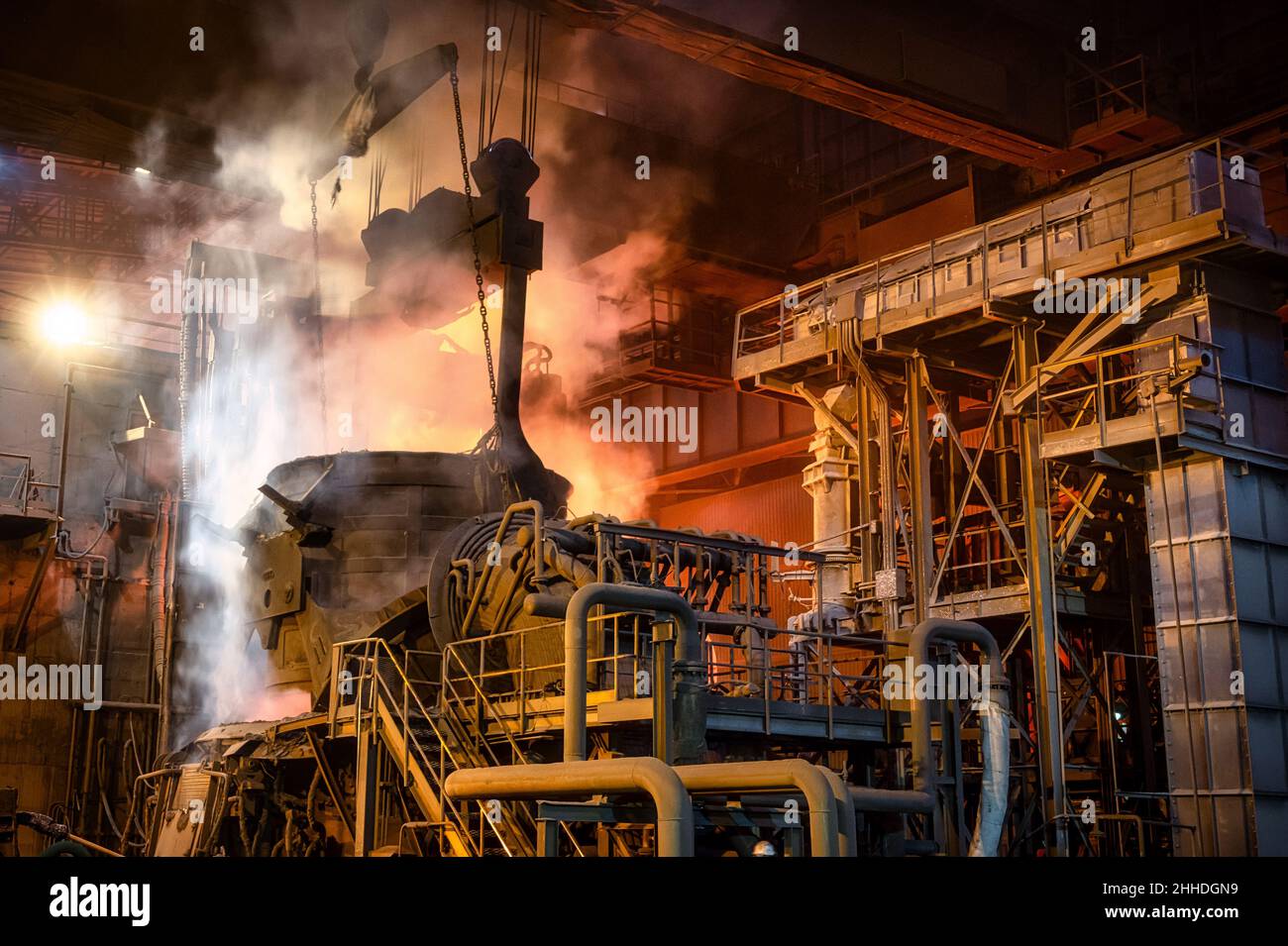 Scrap metal ladle before being discharged into steelmaking furnace