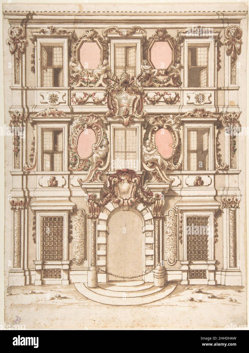 Design for the Facade of a Palace with the Coat of Arms of Pope Clement ...