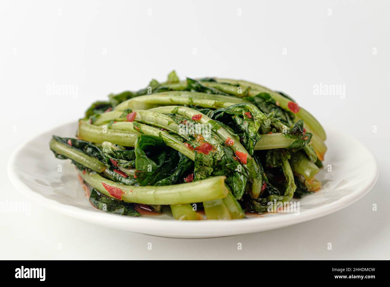 Radish kimchi on white background Stock Photo