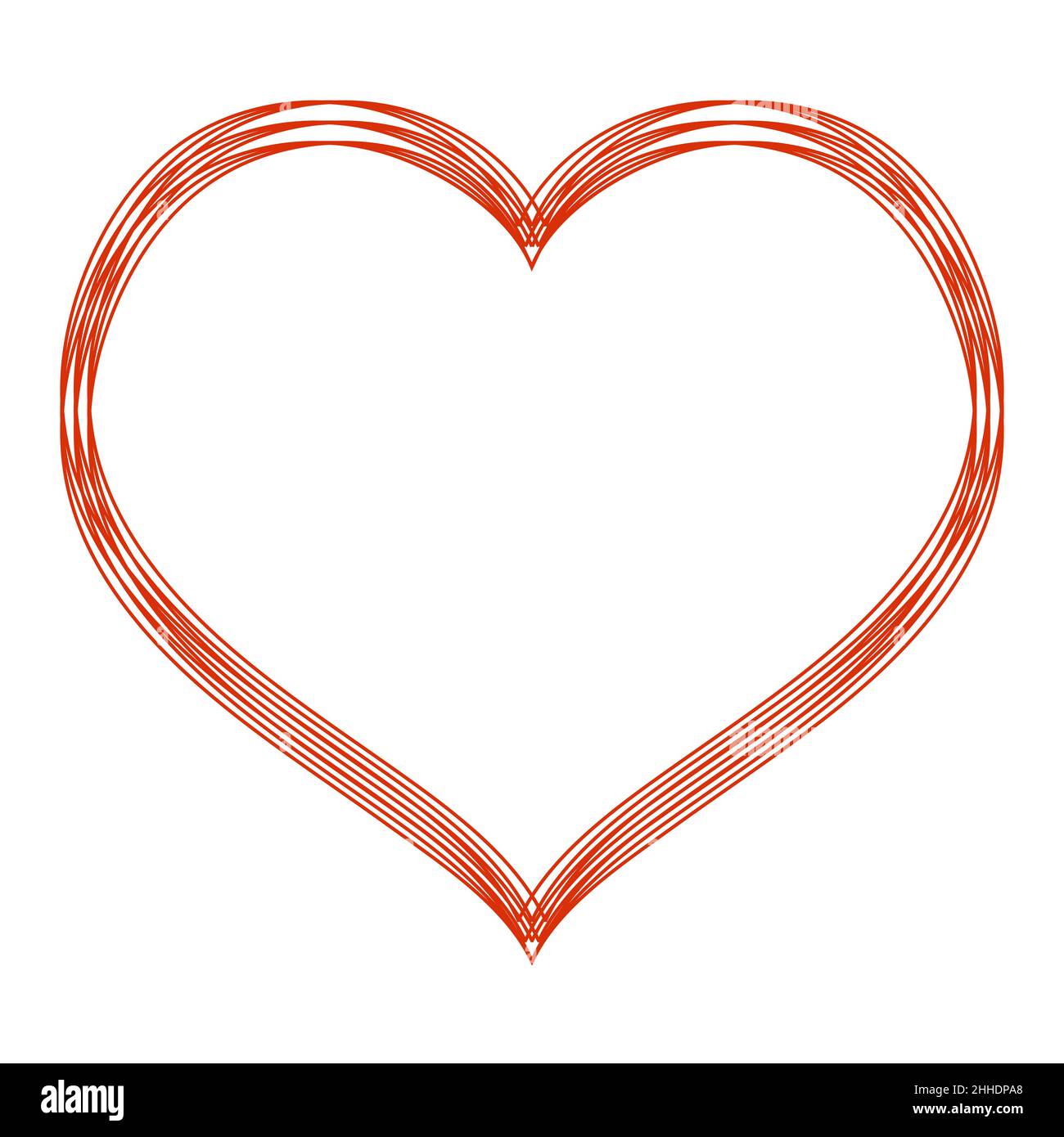Red heart skein in the shape of a heart is a sign of long eternal love Stock Vector