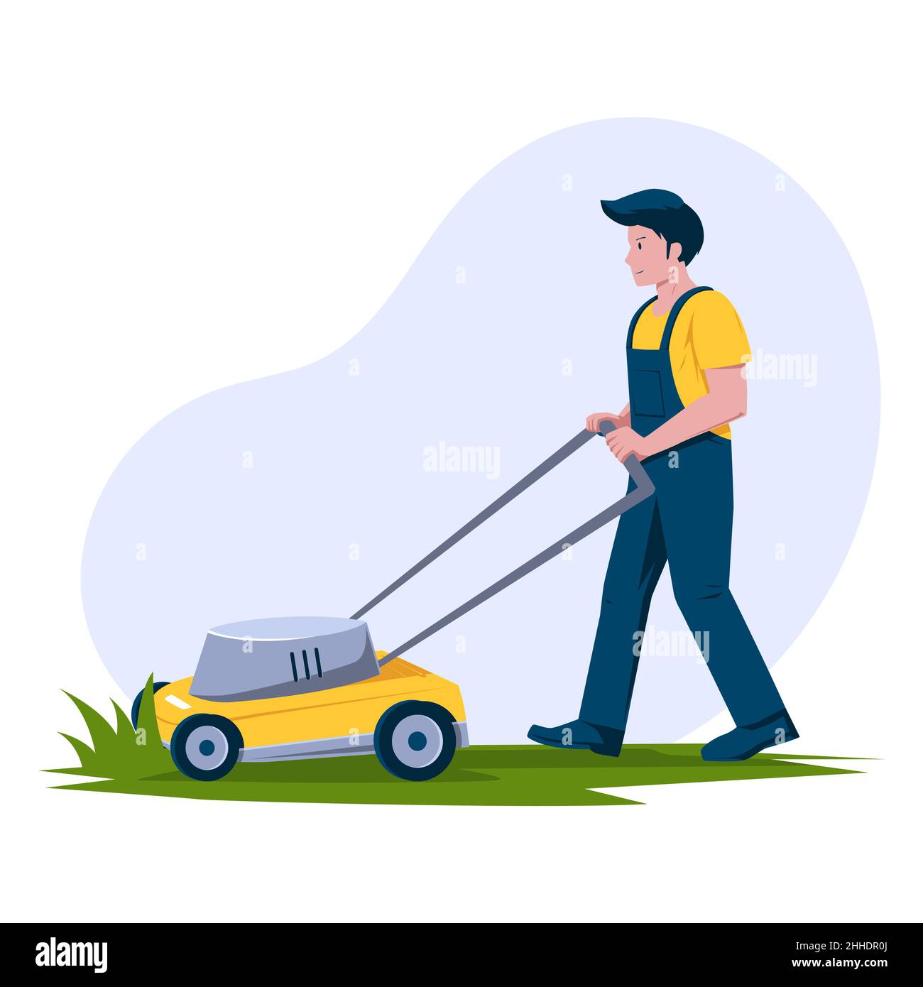 Creative lawn mowing illustration Vector illustration Stock Vector