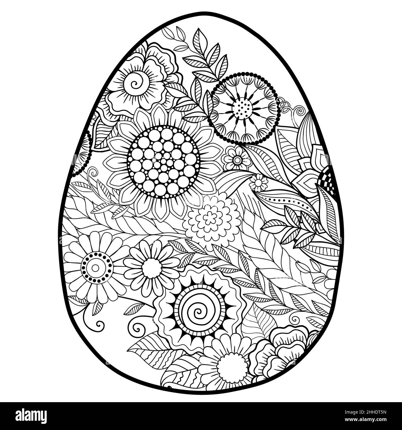 Vector coloring book page for adults coloring. Black contour detailed easter  egg in mandala style on white background Stock Vector Image & Art - Alamy