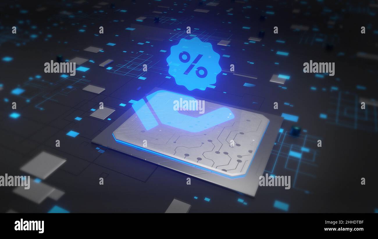 Glowing offer discount on technology digital network circuit concept
