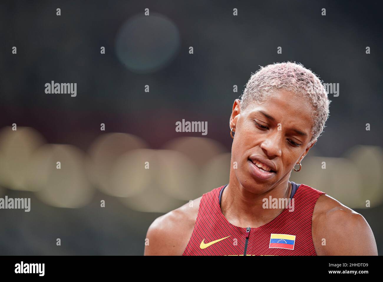 Yulimar Rojas celebrating her medal at the Tokyo 2020 Olympic Games ...