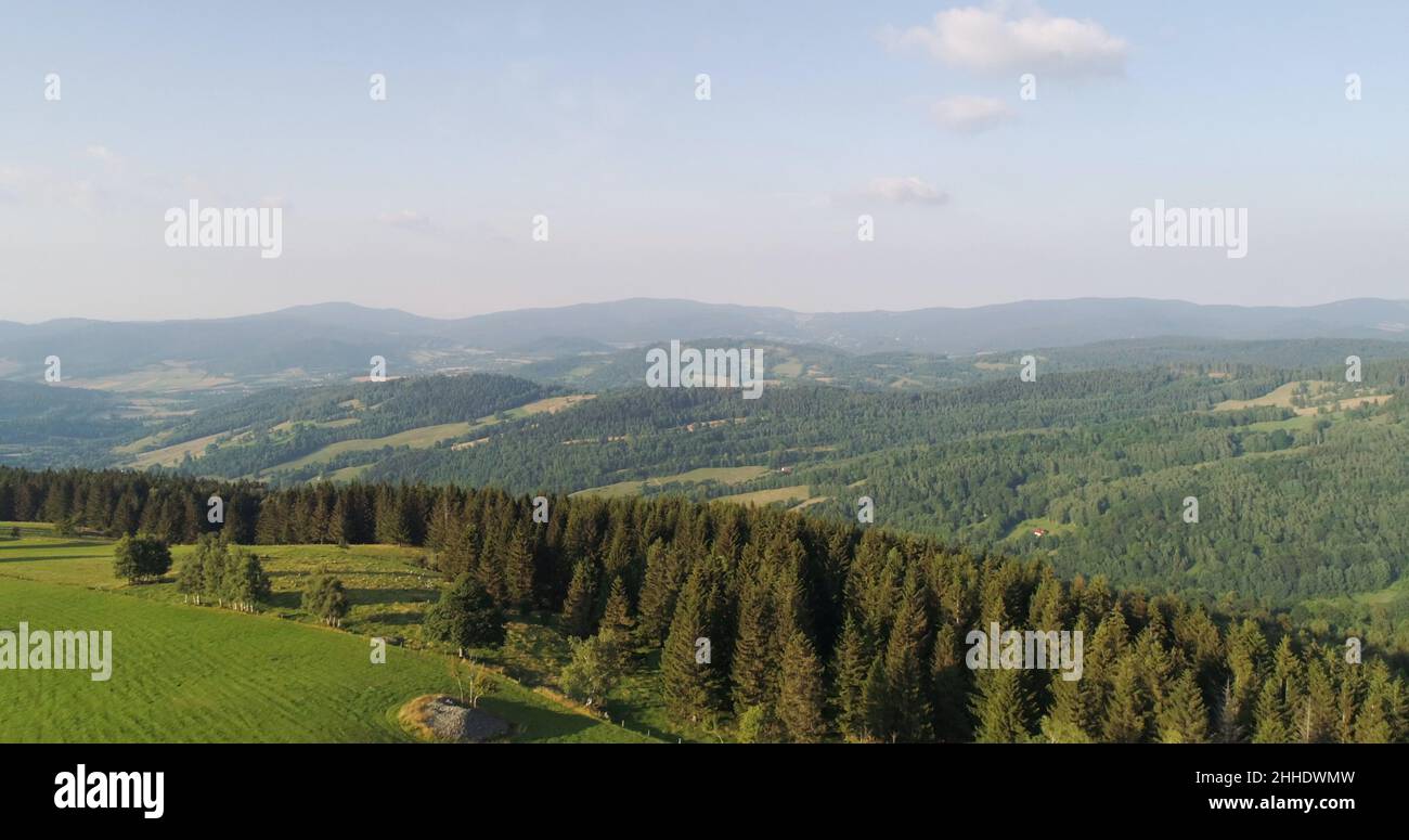 Beautiful View of Forest and Fields Aerial Stock Photo - Alamy