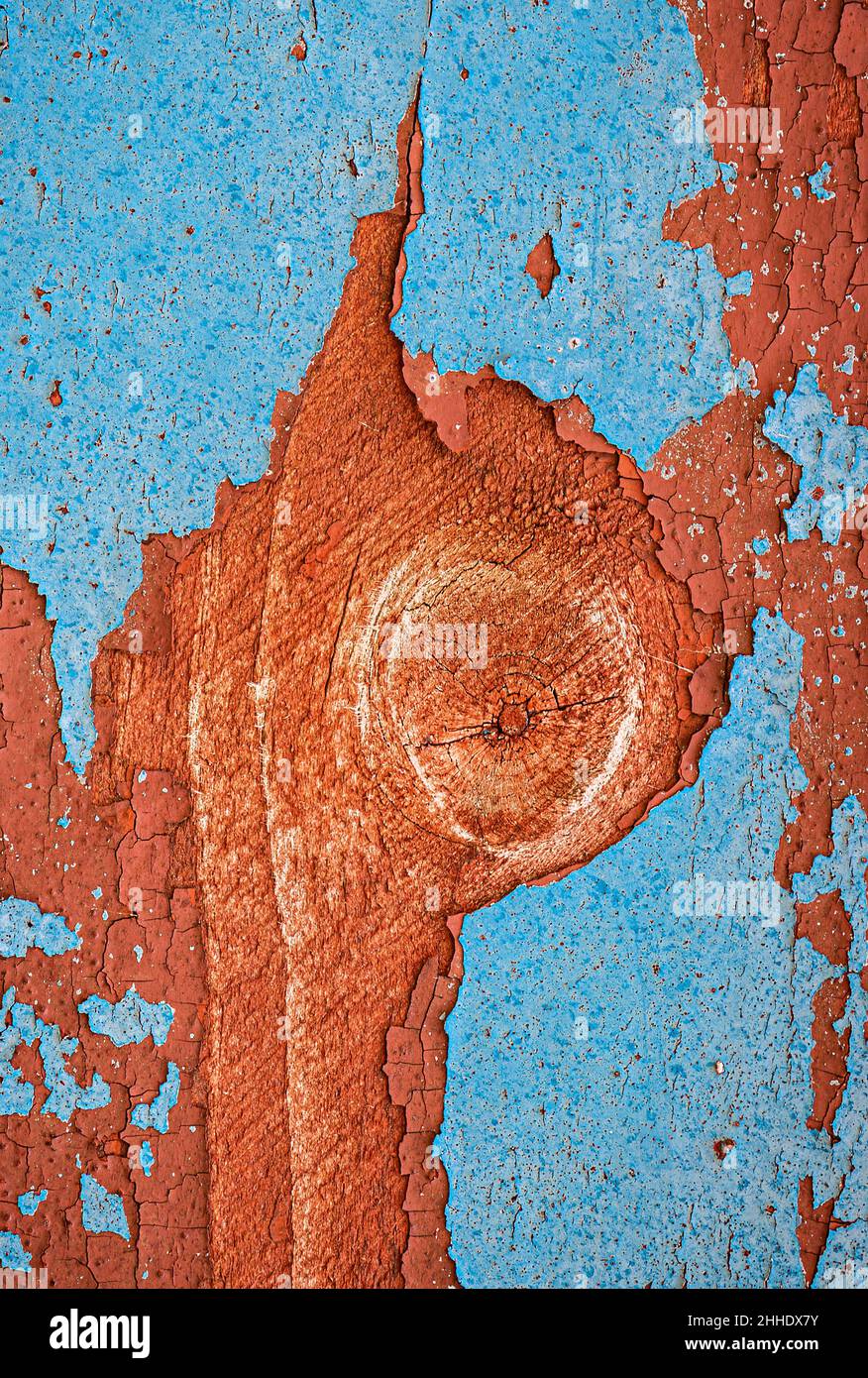 Abstract Blue and Red Painted Wood Stock Photo