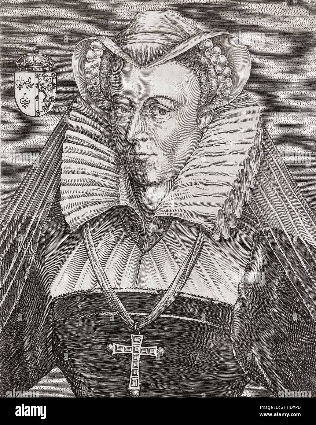 Mary, Queen of Scots, 1542 – 1587 aka Mary Stuart or Mary I of Scotland. Queen of Scotland and Queen consort of France.  After a work by an unidentified artist. Stock Photo