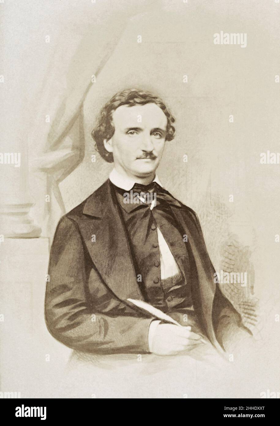 Edgar Allen Poe, 1809 - 1849.  American author, famous for such stories as The Pit and the Pendalum and The Murders in the Rue Morgue.  After a 19th century portrait. Stock Photo
