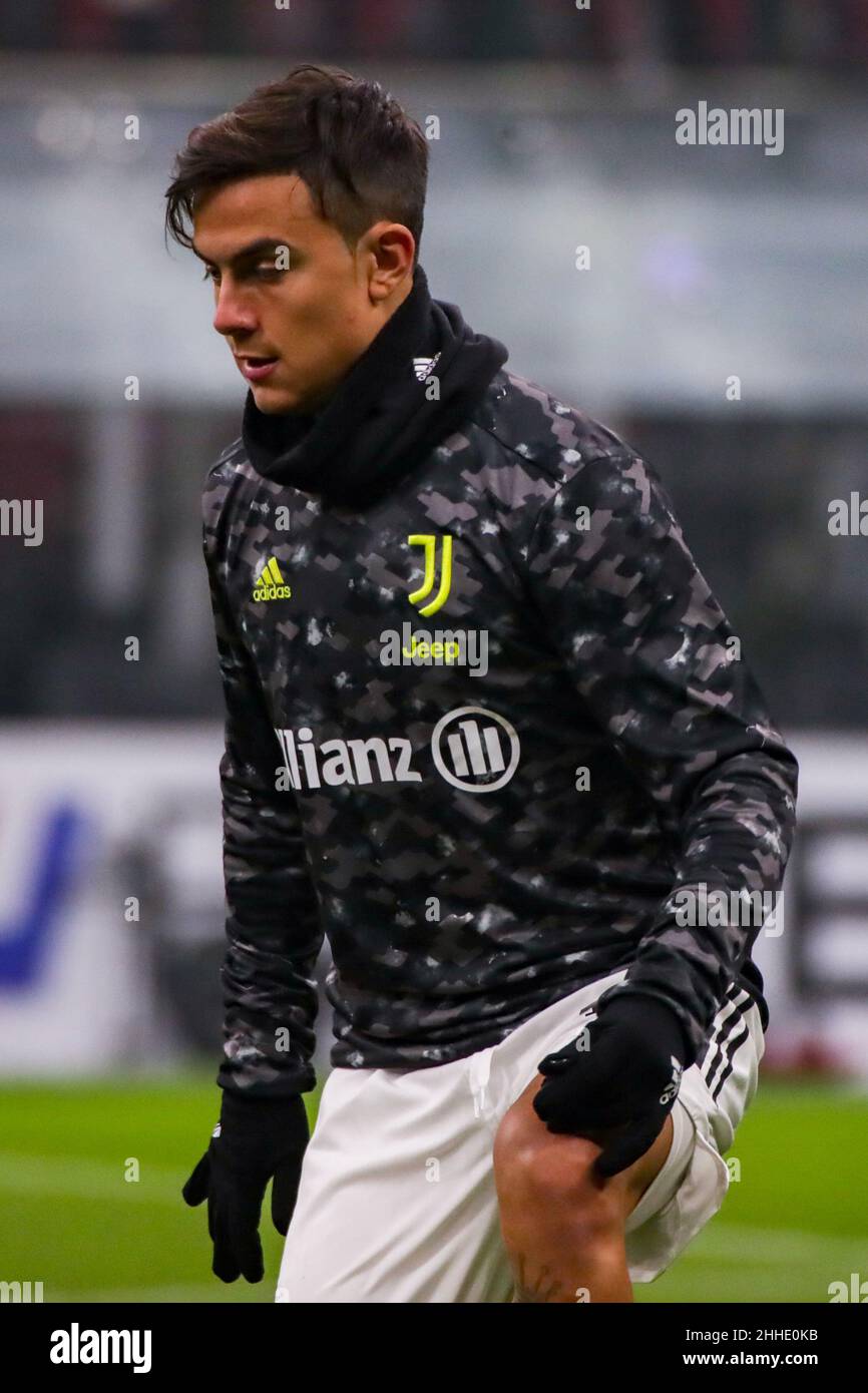 Milan, Italy. 23rd Jan, 2022. Paulo Dybala of Juventus FC prior to the  Serie A football match between AC Milan vs Juventus FC on January 23, 2022  at the Giuseppe Meazza stadium
