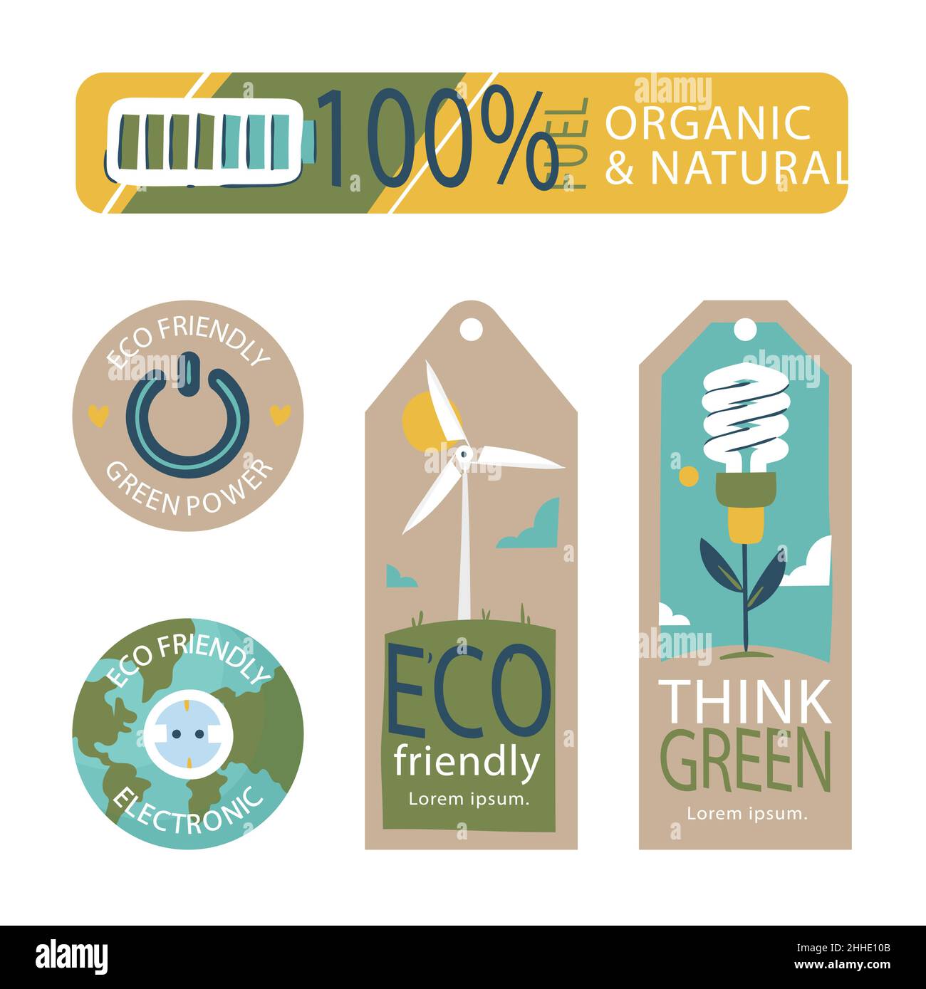 Flat design eco friendly labels Vector illustration Stock Vector Image ...