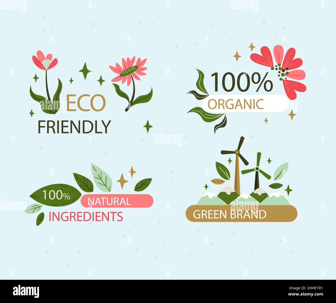 Hand drawn ecology label set Vector illustration Stock Vector Image ...