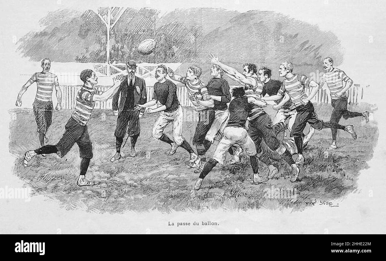 Progression du pack anglais lors du match de rugby Stade français contre Rosslyn Park de