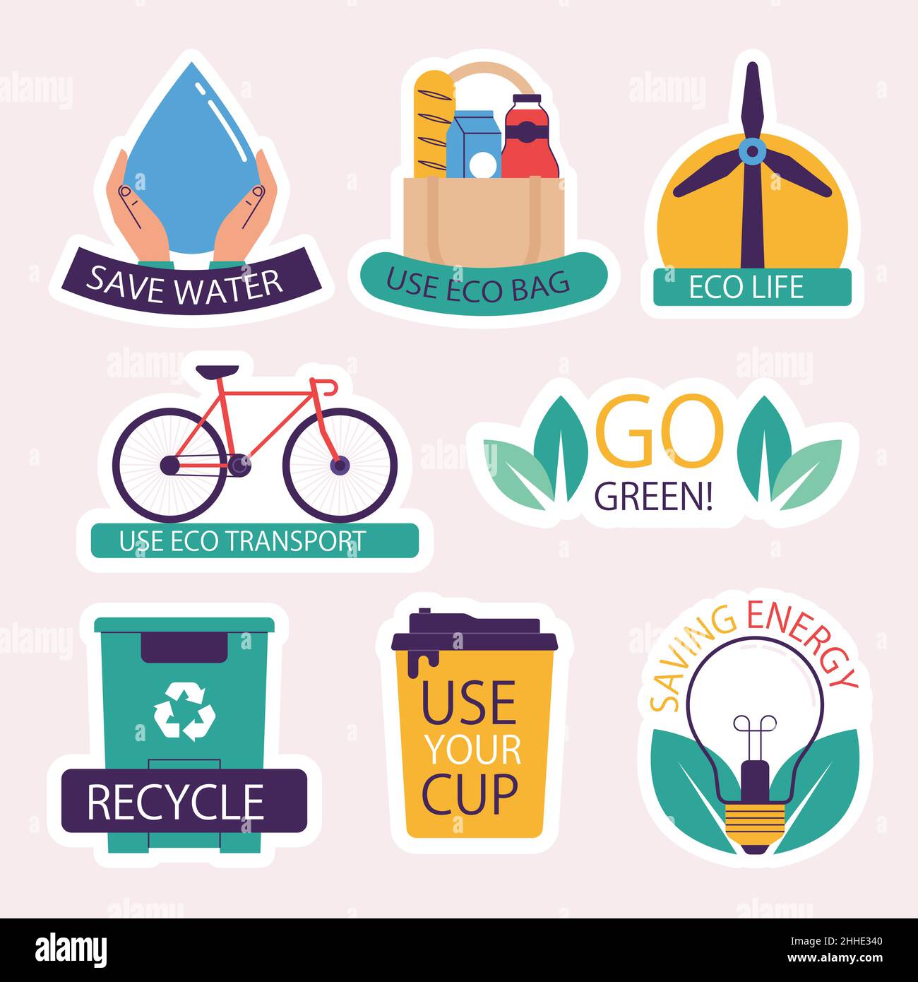 Flat design ecology badge set Vector illustration Stock Vector Image ...