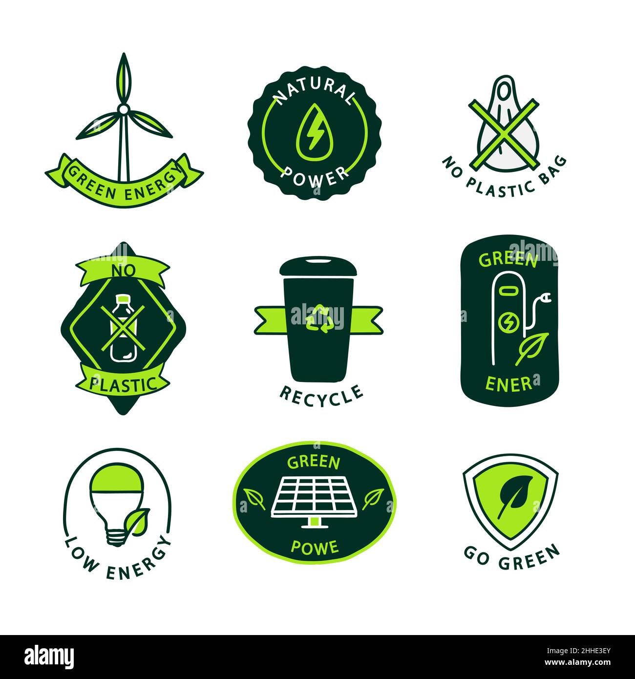 Flat design eco concept friendly label set Vector illustration Stock ...