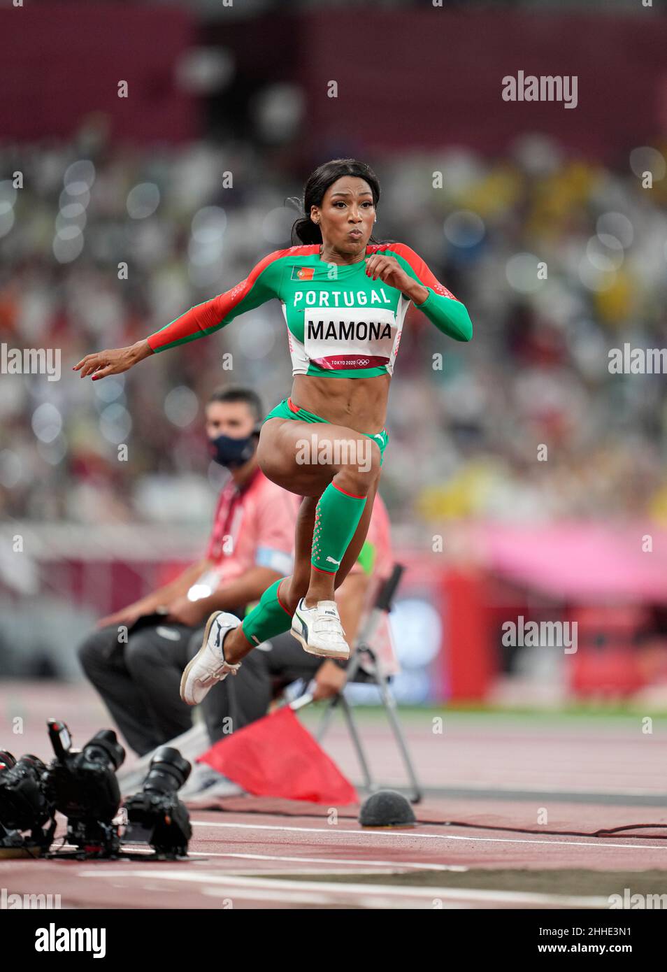Patricia Mamona competing in the Triple Jump at the 2020 Tokyo Olympics