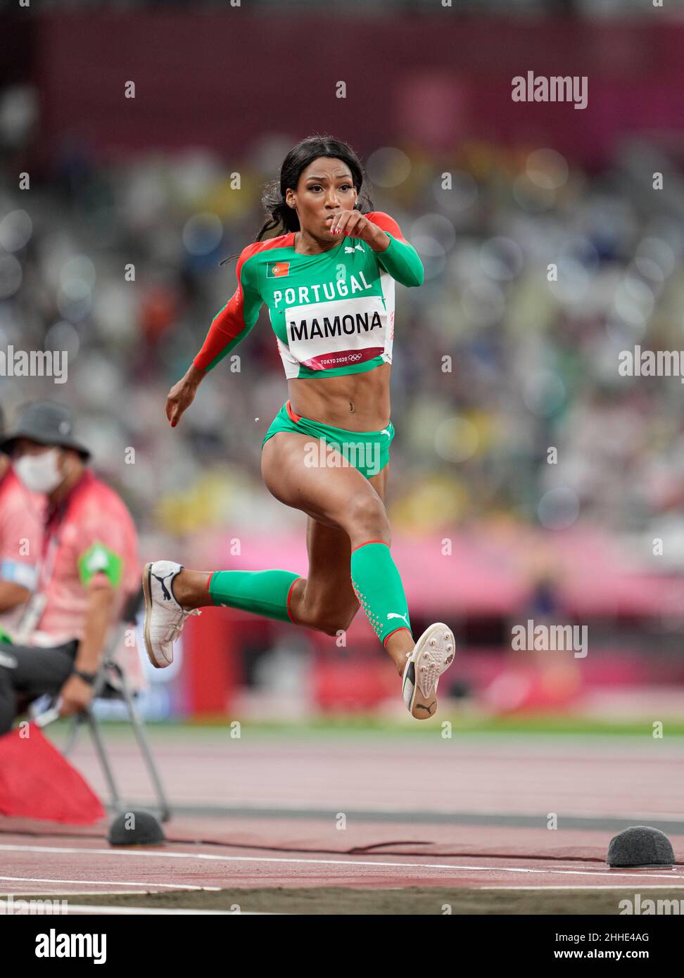 Patricia Mamona competing in the Triple Jump at the 2020 Tokyo Olympics