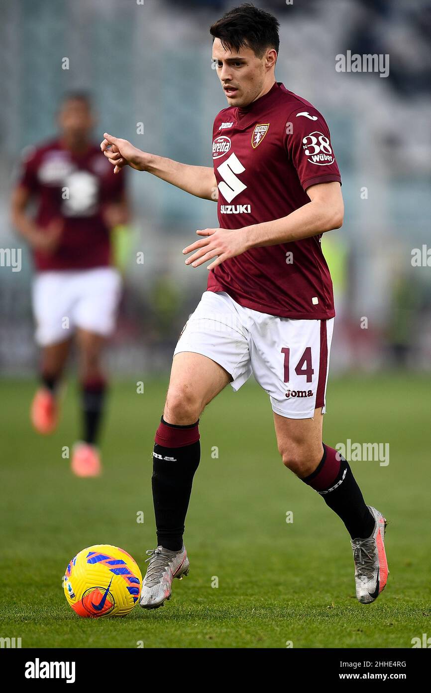 Turin, Italy. 23 January 2022. Josip Brekalo of Torino FC in action during the Serie A football match between Torino FC and US Sassuolo. Credit: Nicolò Campo/Alamy Live News Stock Photo