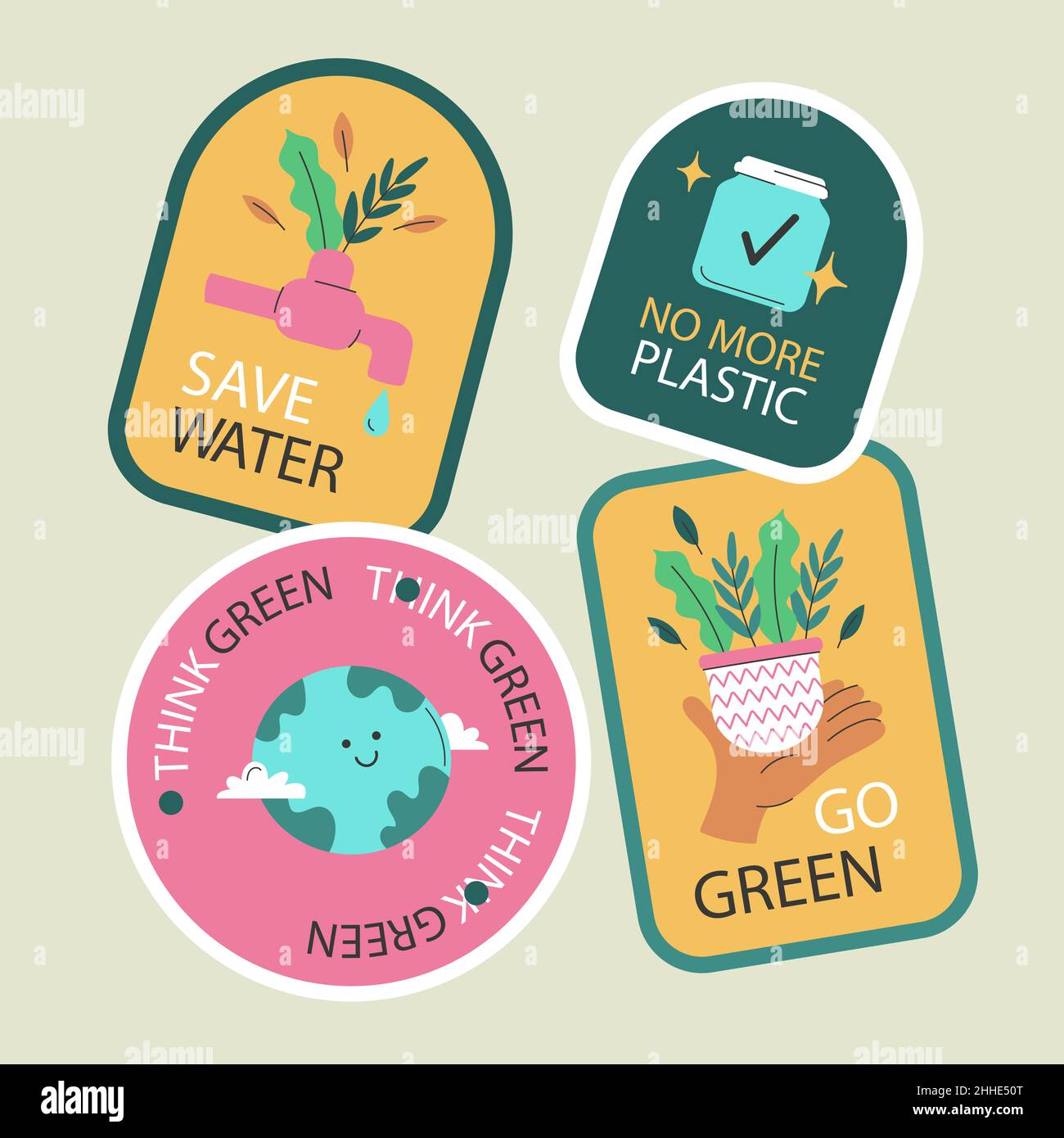 Flat design eco friendly label set Vector illustration Stock Vector ...