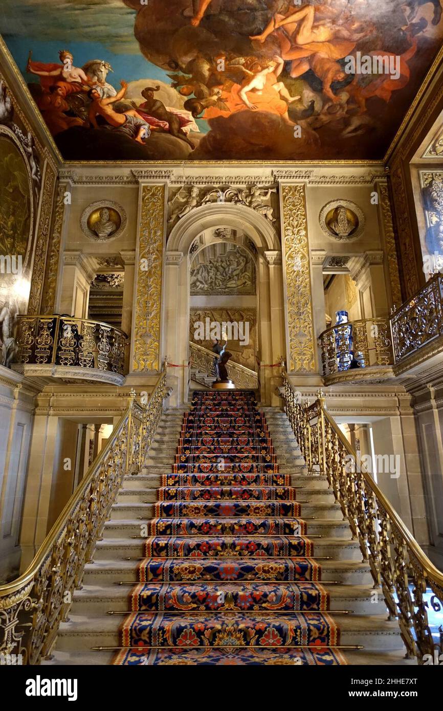 Stairway - Entrance Hall, Chatsworth House - Derbyshire, England Stock ...