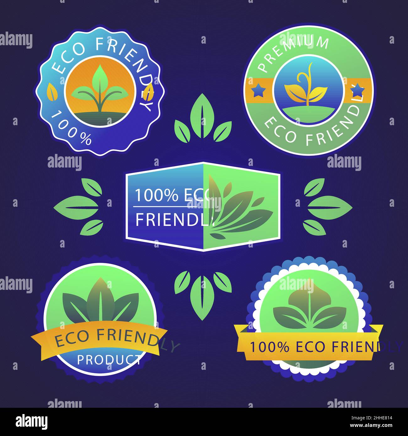 Gradient eco friendly label pack Vector illustration Stock Vector Image ...