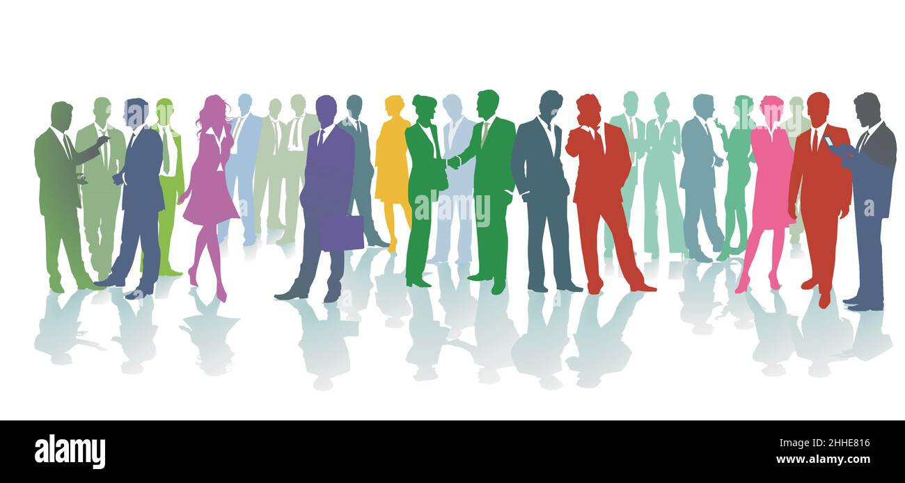Diverse business people standing together, illustration isolated on white background Stock Vector
