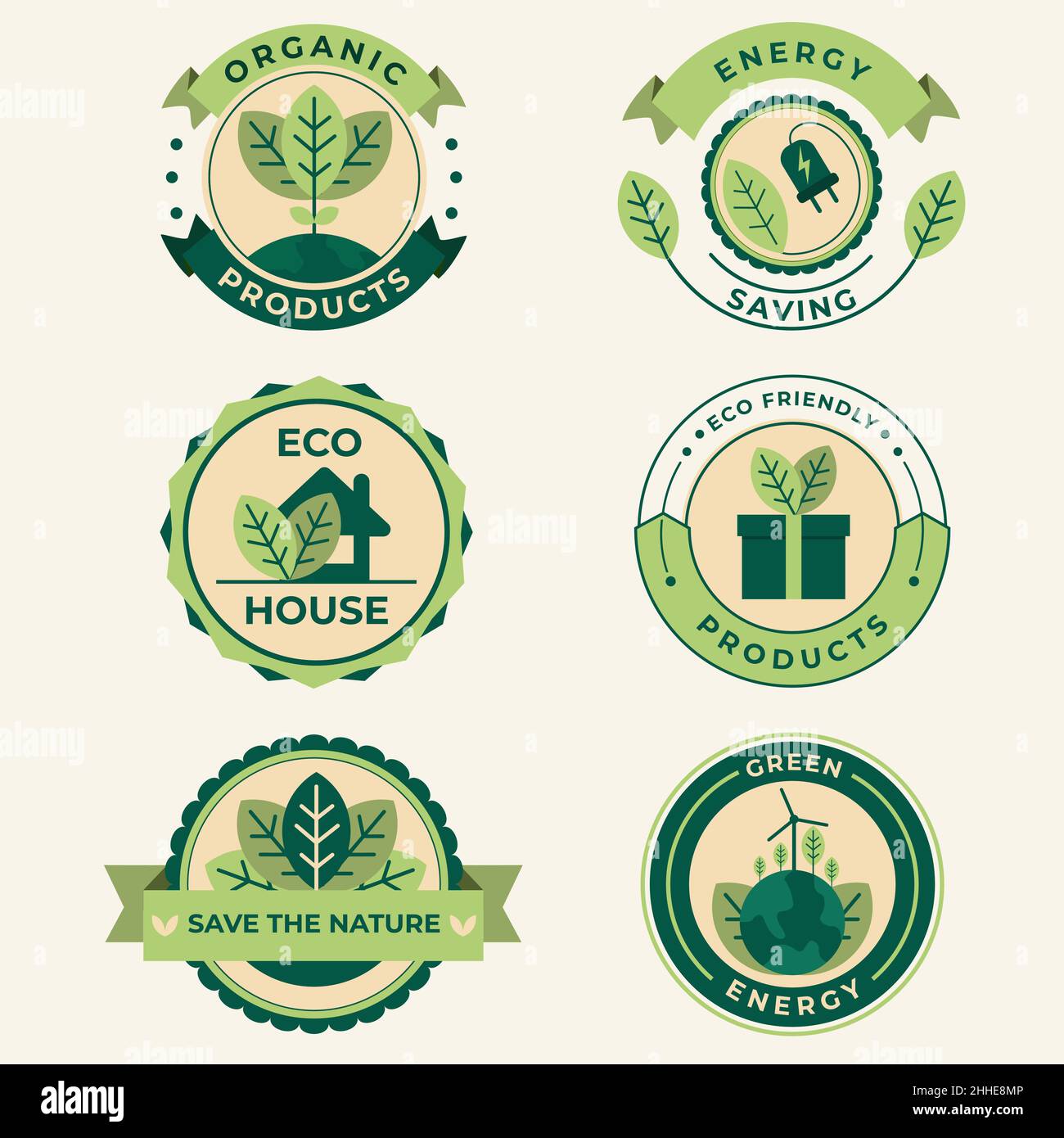 Flat design ecology label set Vector illustration Stock Vector Image ...