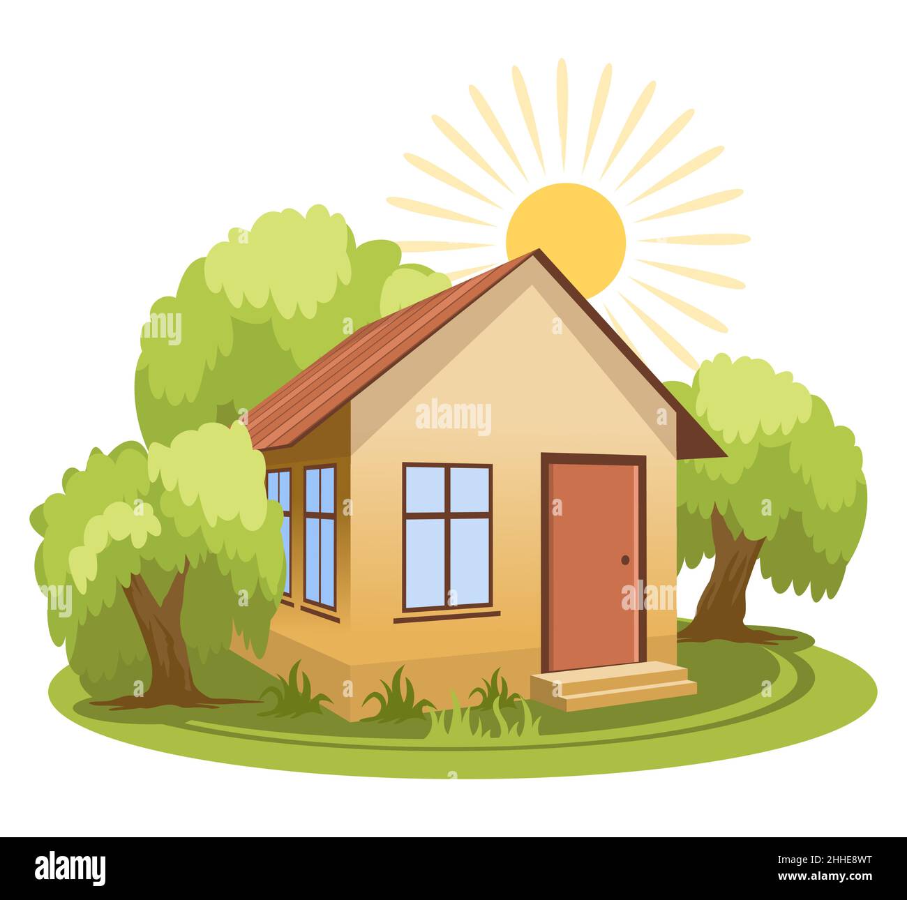 Summer landscape. House surrounded by trees Stock Vector Image & Art ...