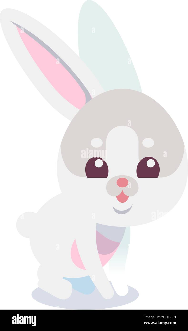 Little white rabbit. Cute cartoon bunny character Stock Vector Image