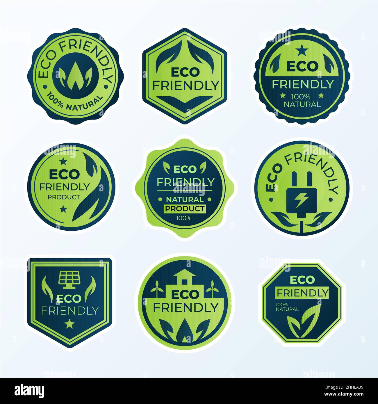 Gradient eco friendly label set Vector illustration Stock Vector Image ...