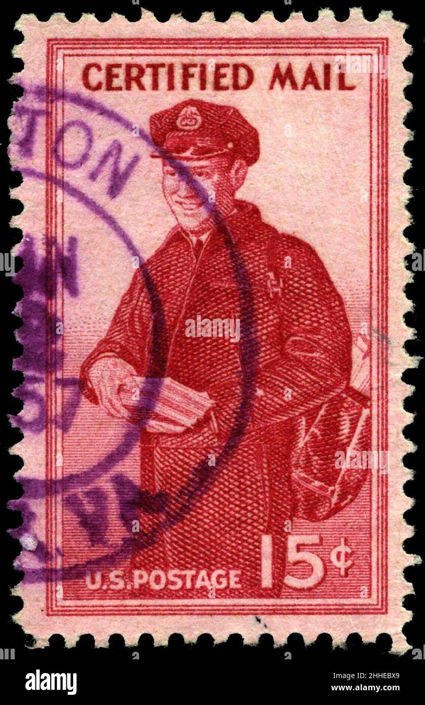 Stamp US 1955 15c certified mail Stock Photo Alamy